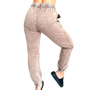 Pantalons de jogging pour femmes, style streetwear, délavés à l'acide, coupe régulière, devant plat et cordon de serrage, pour la course et l'exercice - Product Image 3