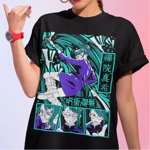 Camiseta Deportiva Maki Zenin Jujutsu Kaisen 100% Algodón, Corte Holgado, 220 Gramos, Estampado Serigrafiado - Product Image 1