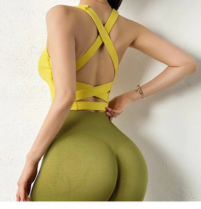 Soutien-gorge de sport extensible à dos croisé avec motif personnalisé pour adulte, 100 % polyester, maintien élevé, idéal pour l'entraînement – Vente en gros - Product Image 4