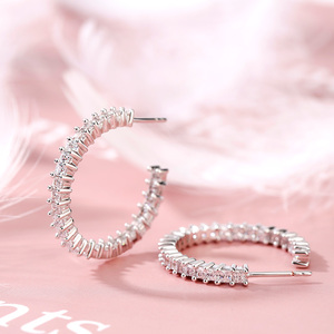 Jeulia Inside-Out Princess Cut Sterling Silver Hoop <b>Earrings</b> Perfect Gift - Product Image 6