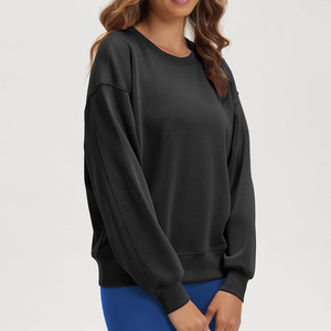 เสื้อกันหนาวแขนยาวลำลองสตรีทแวร์โชว์ไหล่เสื้อฮู้ดระบายอากาศเป็นมิตรกับสิ่งแวดล้อมเสื้อกันหนาวถักสำหรับผู้หญิง - Product Image 3