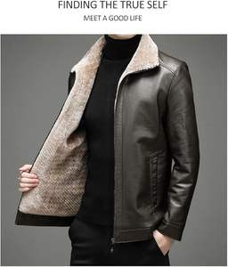 Chaqueta de piel sintética de estilo clásico para hombre, ropa de abrigo informal con procesamiento de punto transpirable de talla grande para ropa de hombre de invierno - Product Image 3