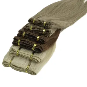 Vente en gros d'extensions de tissage de cheveux à Double trame Remy russes vierges alignées sur les cuticules humaines 100%