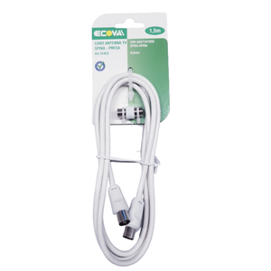 Ecova 1.5 metro bianco cavo TV Antenna con spina e presa - Product Image 1