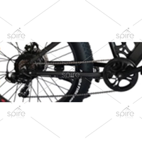 Vélo électrique avec moteur central 750W, pneus larges de 26 pouces, 21 vitesses, cadre en aluminium, freins à disque, batterie au lithium