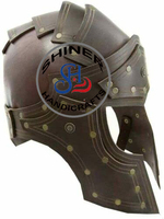 Casco de cuero de armadura Medieval, casco de piel de guerrero de batalla, SCA, marrón, disfraz de Halloween, accesorios de cuero