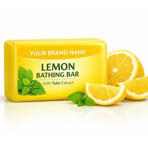 Savon de Bain Herbal Citron Tulsi en Gros Marque Blanche – Barre Nettoyante à l'Extrait de Basilic Sacré – Savon Antibactérien et Détoxifiant OEM en Gros - Product Image 1