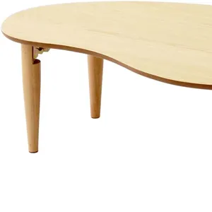 Thct-0068 Amerikaanse Houten Opvouwbare Salontafel Peervormig Natuurlijk In Vloer Zit Lage Tafel