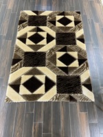 Adiva Beste Qualität Türkischer Gewebter Jacquard Maschinengefertigter Rechteckiger Polyester Shaggy Hochflor-Teppich Set Blau Flauschig Wohnzimmer