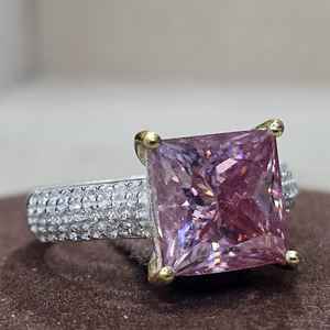 Bague de fiançailles en argent 925 avec diamant moissanite taille princesse certifié GRA, sertie à griffes, pour femme - Product Image 5