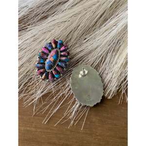 Pink Mohave Turquoise <b>Sterling</b> <b>Silver</b> Post Cluster <b>Stud</b> <b>Earrings</b> - Product Image 6