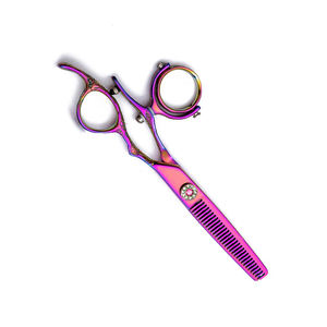 Ciseaux à effiler les cheveux de la meilleure qualité Ciseaux à effiler pour barbier en titane multicolore - Product Image 2