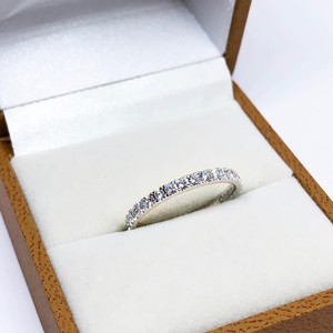 2mm Round Cut White CZ Eternity <b>Band</b> <b>Ring</b> Silver Half Eternity Wedding <b>Band</b> Stackable - Product Image 4