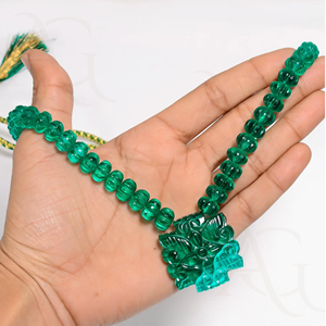 Collier en émeraude zambienne colombienne de culture, perles de procédé hydrothermal, coupe de perles, pierre précieuse verte en vrac, fil de plus de 500 carats - Product Image 1