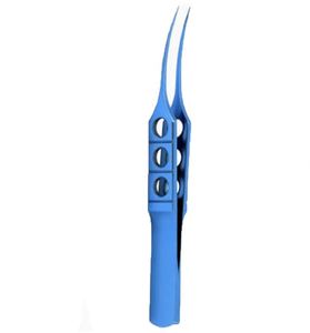 Pince manuelle de haute qualité pour la ligature des cordes oculaires, 0,12 mm, en titane angulaire, acier inoxydable recouvert d'un revêtement bleu, micro-ophtalmique, CE - Product Image 1