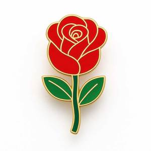 Alfileres de solapa esmaltados de aleación de zinc con forma personalizada, rosa roja - Product Image 1