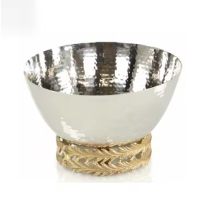 Nouveau modèle Bol de service en métal martelé plaqué argent pour les tables modernes Bols de maintien de branches de designer de forme ronde - Product Image 2