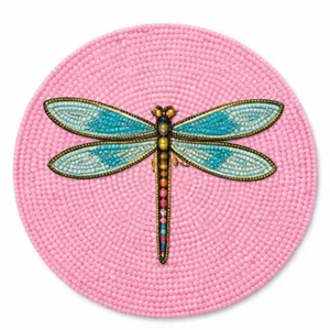 Sous-verre rond en perles faites à la main, motif libellule, perles de verre, sous-verre pour thé et café, vente en gros - Product Image 2