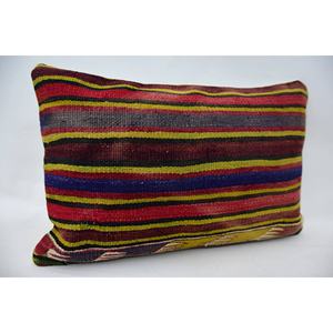 Cojín decorativo tejido de 16x24 pulgadas con patrón Vintage Multicolor Kantha Patchwork Wool - Product Image 2