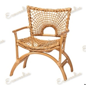 Muebles para el hogar Silla de comedor con asiento de ratán de caña Silla de brazo de comedor tejida de ratán Muebles de acentos para interiores y exteriores - Product Image 4