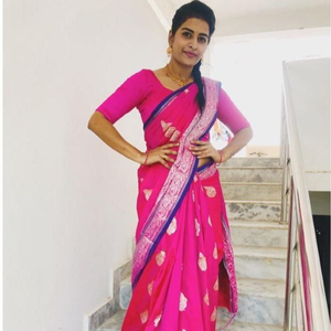 Saree de seda suave con tejido plateado, ropa de novia de trabajo completo, Color bonito, para fiesta, Saree tradicional - Product Image 1