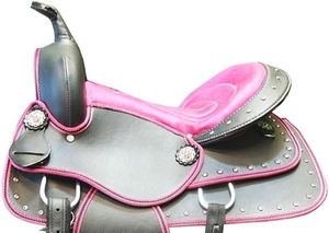 Selle de cheval en cuir durable confortable Selle d'équitation occidentale de qualité supérieure avec siège rembourré étriers réglables Arbre en bois respirant - Product Image 5