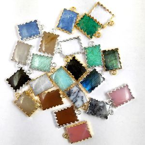 Pendentifs Rectangle Opale Rose 16x12mm Zig Zag Bord Tranche Charmes Or Électrolytique pour Enfants Prix de Gros - Product Image 5