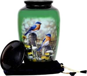 Encantadora urna de cremación para adultos de colibrí para cenizas humanas, urna funeraria para adultos, urna asequible hecha a mano para cenizas - Product Image 1