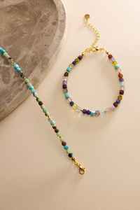 Bracelet de cheville en perles de pierres précieuses facettées pour femme, cadeau de Noël - Product Image 6