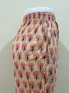 Pantalones de pijama con estampado de bloque de algodón para mujer, pantalones de salón estampados de estilo bohemio, pantalones de algodón con estampado de árbol étnico - Product Image 4