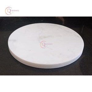 Gran oferta, tabla de cortar de mármol blanco redonda elegante, vajilla de cocina decorativa Natural hecha a mano, bloques de cortar en buena venta - Product Image 1
