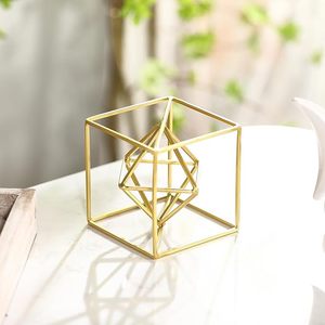Modern Square Abstract Decorative Iron and Wood <b>Balls</b> Golden <b>Spheres</b> Sculpture for Home Office Table Bookshelf Living Room - Product Image 4