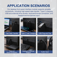 Panneau frontal de bureau USB 3.0x2 + USB 2.0x2 + Type-C/Type-A avec audio et LED