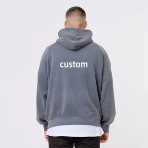 Sweat à capuche surdimensionné pour homme et sweat-shirt court en molleton de coton vintage Streetwear avec logo brodé pour les sweats à capuche d'hiver - Product Image 3