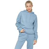 Ensemble de survêtement à capuche pour femme, manches longues, coupe décontractée, en coton mi-lourd, pour l'automne, avec poches latérales