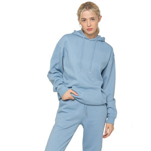 Survêtements Boxy solides d'hiver imprimés personnalisés ensembles pour femmes survêtement à capuche zippé rose en coton éponge français - Product Image 6