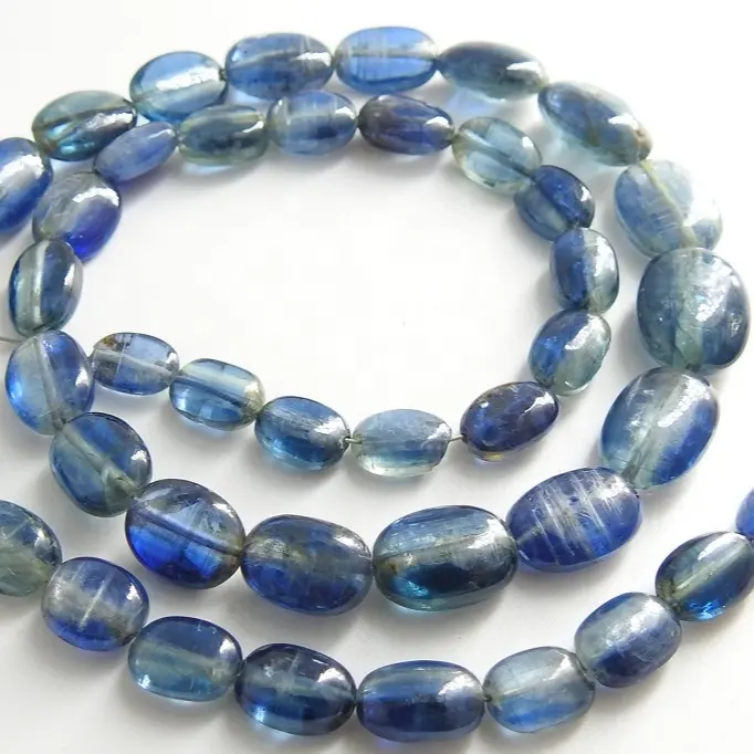 Kyanite Biru Halus Bentuk Oval Tumble Nugget Buatan Tangan Batu Longgar