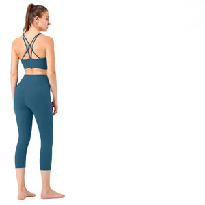 Ensemble de yoga sans manches à taille haute respirant uni pour femmes Impression personnalisée Côtelé Sports 2 pièces Vêtements de sport actifs - Product Image 4
