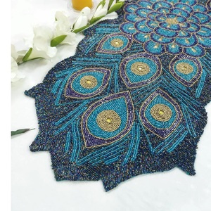 ผ้าปูโต๊ะลายนกยูงปักด้วยมือลูกปัดสำหรับโรงแรมบ้านและสวนสำหรับตกแต่งโต๊ะลดราคา! - Product Image 3