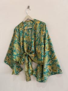 Nouveau haut court en soie style rétro pour femmes, manches cloche, style années 90 - Product Image 5