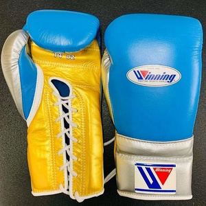 Premium Quality Genuine Cowhide Leather Winning Black Silver Sparring Laced Boxing Gloves Breathable Moisture Wicking - Product Image 6