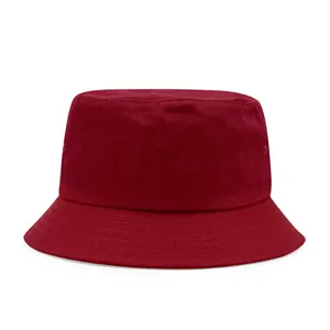 Toptan yeni tasarım toplu düz renkli ucuz işlemeli baskılı tersinir kova şapka promosyon için