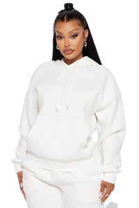 Ensemble de survêtement décontracté en molleton de coton blanc pour femme, 2 pièces, avec logo personnalisé, OEM, vêtements d'entraînement - Product Image 2