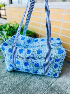 Indian Handmade Luxury Quilted Duffel Bag Blue Ivy Large Capacity Weekender Sport Luggage High Quality Durable Eco-Friendly - Product Image 2