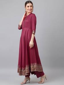 Vestido Anarkali de Algodón y Rayón con Estampado Floral y Bordado, Nuevo Diseño, Kurtis para Mujer con Conjunto de Palazzo y Dupatta para Fiestas - Product Image 3