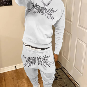 New Stylish Printed Wholesale Sweat Suits Casual Design Breathable O-Neck Tracksuits Trending High Quality <b>Organic</b> 2 Piece Set - Product Image 2