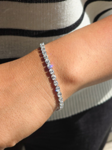 Pulsera de Diamantes en Oro Blanco de 14K y 18K con Diamantes Ovalados Cultivados en Laboratorio, Estilo Tenis para Mujer, Regalos de Boda y Aniversario, 7 Pulgadas - Product Image 5