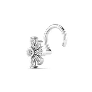 14KT Real Gold Nose Pin 0.06CT Diamond Exquisite Half <b>Crystal</b> Flower Shape Unique New <b>Fashion</b> Fine Body Piercing for Gift - Product Image 5