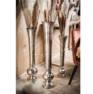 Florero de piso de aluminio de metal americano en plata pulida para piso, bodas, decoración del hogar y Adorno de sala de estar - Product Image 1