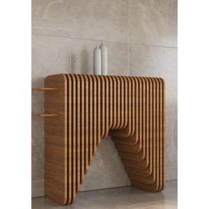 โต๊ะคอนโซลไม้อัดหยักโต๊ะคอนโซล Parametric เฟอร์นิเจอร์ห้องโถงทางเข้าตกแต่งผนังไม้โต๊ะเฟอร์นิเจอร์ <span class=keywords><strong>DIY</strong></span> - Product Image 1